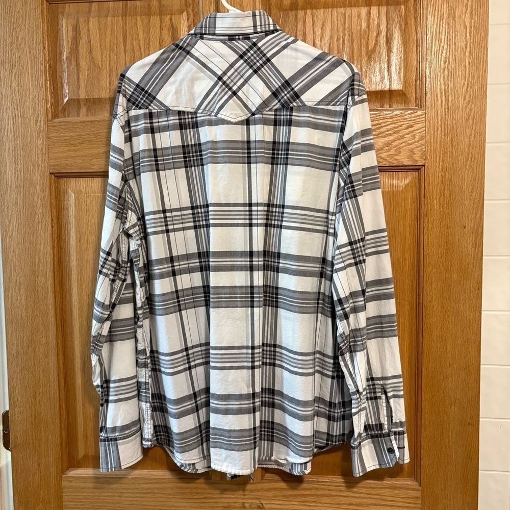 Mossimo Supply Co Long-Sleeve Plaid Shirt Roll Tabs White Pearl Snaps Men’s XL - Picture 2 of 7
